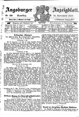 Augsburger Anzeigeblatt Samstag 21. November 1857