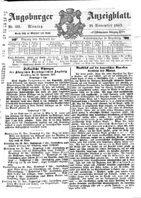 Augsburger Anzeigeblatt Montag 23. November 1857