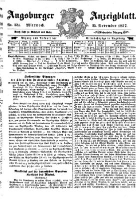 Augsburger Anzeigeblatt Mittwoch 25. November 1857