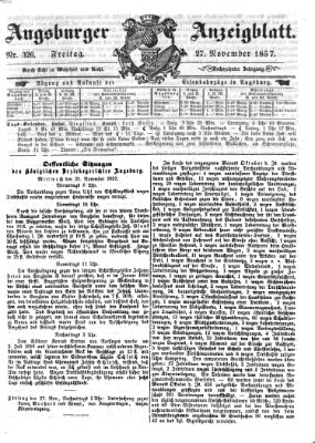 Augsburger Anzeigeblatt Freitag 27. November 1857