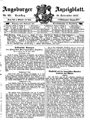 Augsburger Anzeigeblatt Samstag 28. November 1857