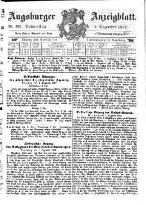 Augsburger Anzeigeblatt Donnerstag 3. Dezember 1857