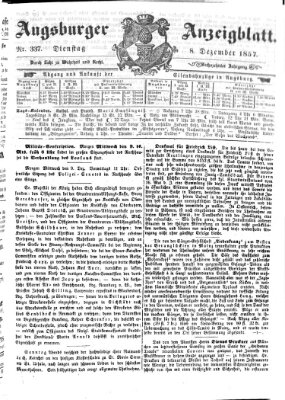 Augsburger Anzeigeblatt Dienstag 8. Dezember 1857