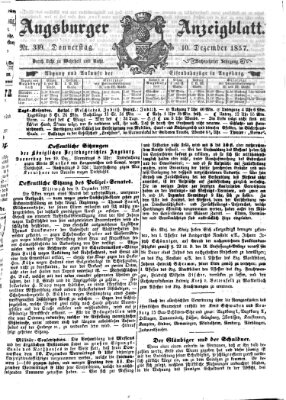 Augsburger Anzeigeblatt Donnerstag 10. Dezember 1857