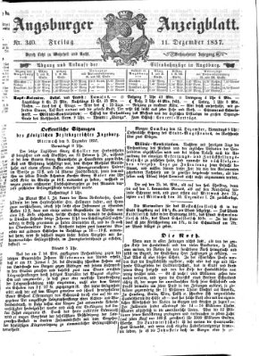 Augsburger Anzeigeblatt Freitag 11. Dezember 1857