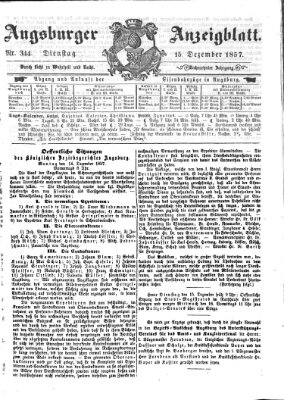 Augsburger Anzeigeblatt Dienstag 15. Dezember 1857