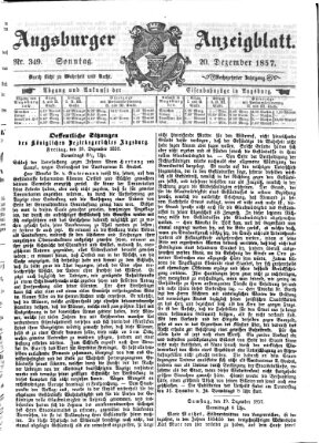 Augsburger Anzeigeblatt Sonntag 20. Dezember 1857