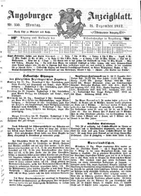 Augsburger Anzeigeblatt Montag 21. Dezember 1857