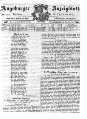 Augsburger Anzeigeblatt Samstag 26. Dezember 1857