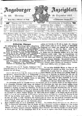 Augsburger Anzeigeblatt Montag 28. Dezember 1857