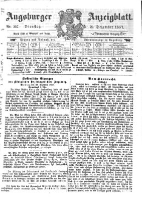 Augsburger Anzeigeblatt Dienstag 29. Dezember 1857