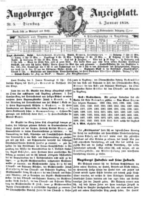 Augsburger Anzeigeblatt Dienstag 5. Januar 1858