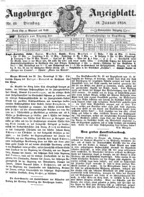 Augsburger Anzeigeblatt Dienstag 19. Januar 1858