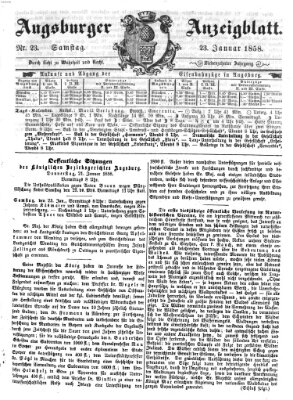 Augsburger Anzeigeblatt Samstag 23. Januar 1858