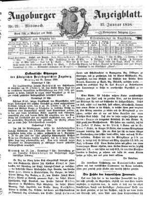 Augsburger Anzeigeblatt Mittwoch 27. Januar 1858