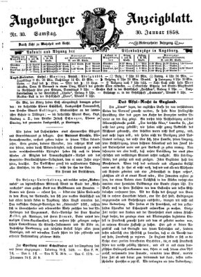 Augsburger Anzeigeblatt Samstag 30. Januar 1858