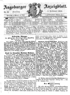 Augsburger Anzeigeblatt Freitag 5. Februar 1858