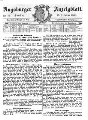 Augsburger Anzeigeblatt Samstag 13. Februar 1858