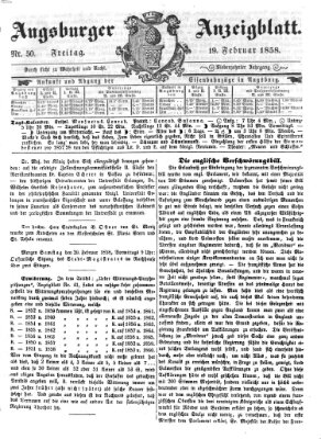 Augsburger Anzeigeblatt Freitag 19. Februar 1858