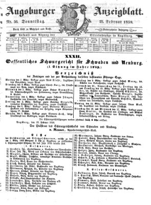 Augsburger Anzeigeblatt Donnerstag 25. Februar 1858