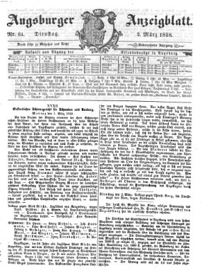 Augsburger Anzeigeblatt Dienstag 2. März 1858