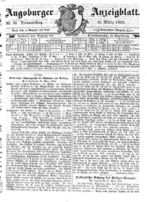 Augsburger Anzeigeblatt Donnerstag 11. März 1858