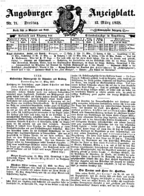 Augsburger Anzeigeblatt Freitag 12. März 1858