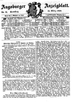 Augsburger Anzeigeblatt Samstag 13. März 1858