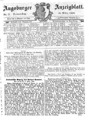 Augsburger Anzeigeblatt Donnerstag 18. März 1858