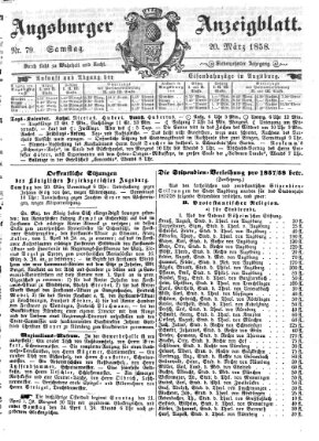 Augsburger Anzeigeblatt Samstag 20. März 1858