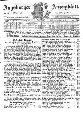 Augsburger Anzeigeblatt Montag 22. März 1858