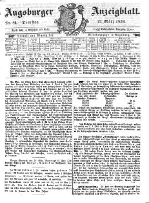 Augsburger Anzeigeblatt Dienstag 23. März 1858