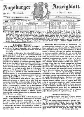 Augsburger Anzeigeblatt Mittwoch 7. April 1858