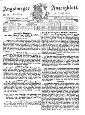 Augsburger Anzeigeblatt Samstag 10. April 1858