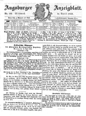 Augsburger Anzeigeblatt Mittwoch 14. April 1858