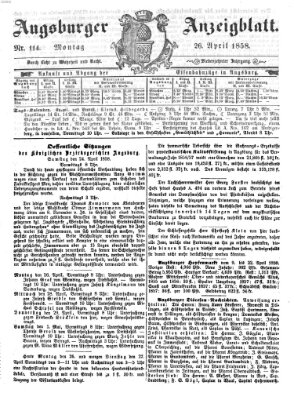 Augsburger Anzeigeblatt Montag 26. April 1858