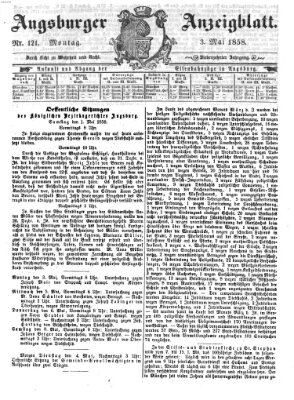 Augsburger Anzeigeblatt Montag 3. Mai 1858