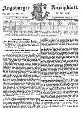 Augsburger Anzeigeblatt Donnerstag 20. Mai 1858