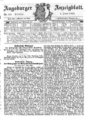 Augsburger Anzeigeblatt Donnerstag 3. Juni 1858