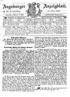 Augsburger Anzeigeblatt Donnerstag 10. Juni 1858