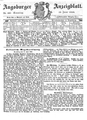 Augsburger Anzeigeblatt Sonntag 13. Juni 1858