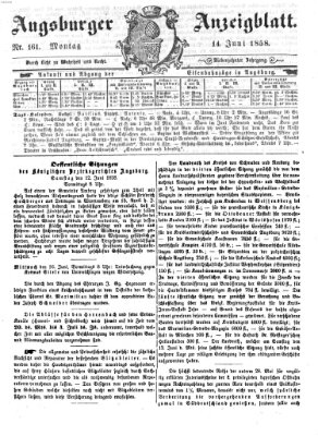 Augsburger Anzeigeblatt Montag 14. Juni 1858