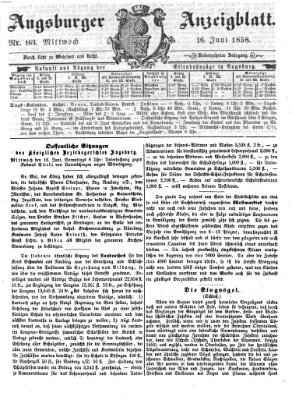 Augsburger Anzeigeblatt Mittwoch 16. Juni 1858