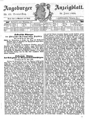 Augsburger Anzeigeblatt Donnerstag 24. Juni 1858