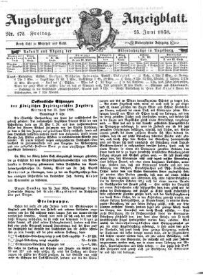 Augsburger Anzeigeblatt Freitag 25. Juni 1858