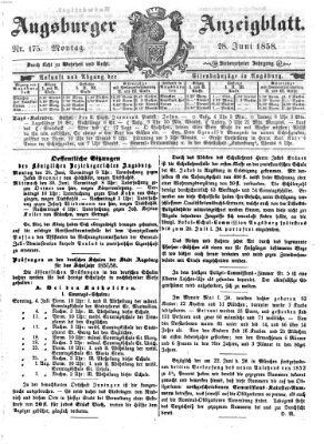 Augsburger Anzeigeblatt Montag 28. Juni 1858