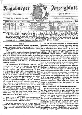 Augsburger Anzeigeblatt Montag 5. Juli 1858