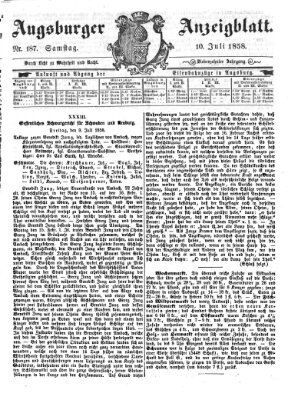 Augsburger Anzeigeblatt Samstag 10. Juli 1858