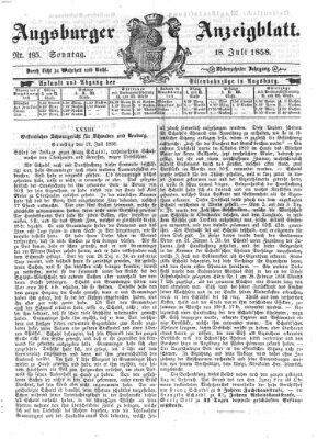 Augsburger Anzeigeblatt Mittwoch 18. August 1858