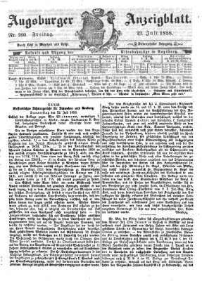 Augsburger Anzeigeblatt Freitag 23. Juli 1858